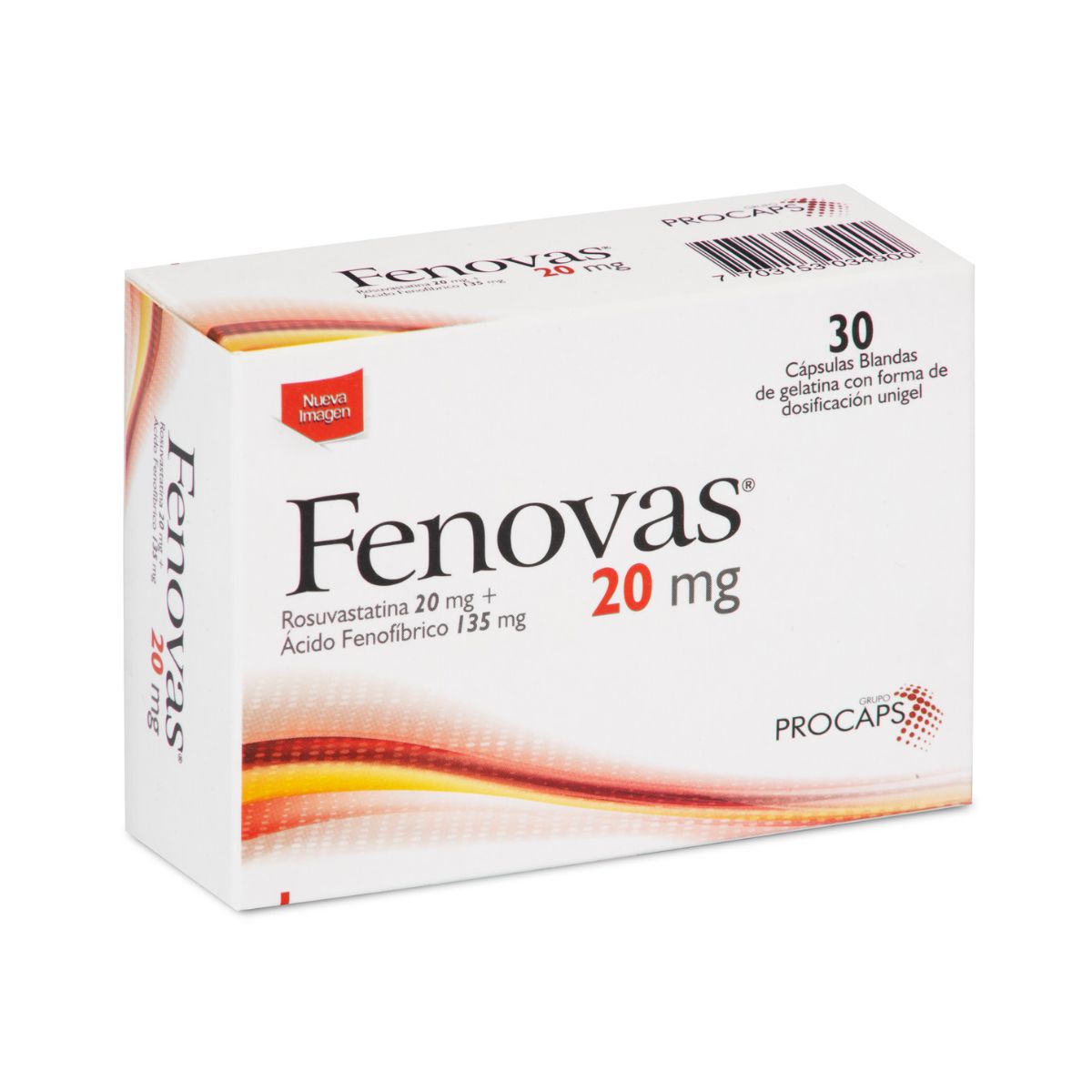 Fenovas Rosuvastatina + Ácido Fenofibrico 20mg/135mg Procaps Caja x 30 Cápsulas