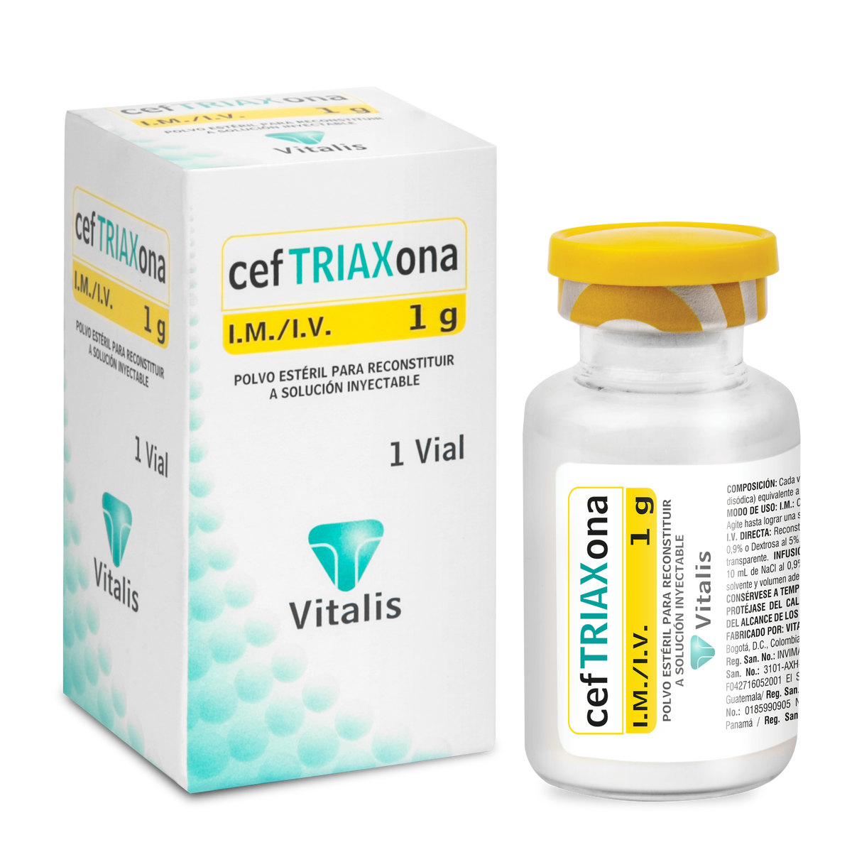 Ceftriaxona 1 gr Vitalis Caja x 1 Ampolla