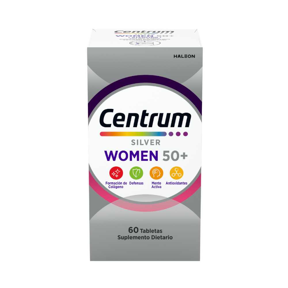 Centrum Silver Women 50+ Vitamina D3 + Ácido Ascórbico 800ui/150mg Haleon Caja x 60 Tabletas