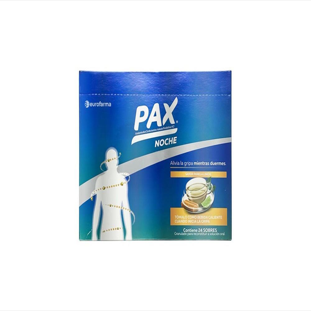 Pax Noche Panela Limón Acetaminofen + Fenilefrina 0,5g/0,01g Eurofarma Caja x 24 Sobres