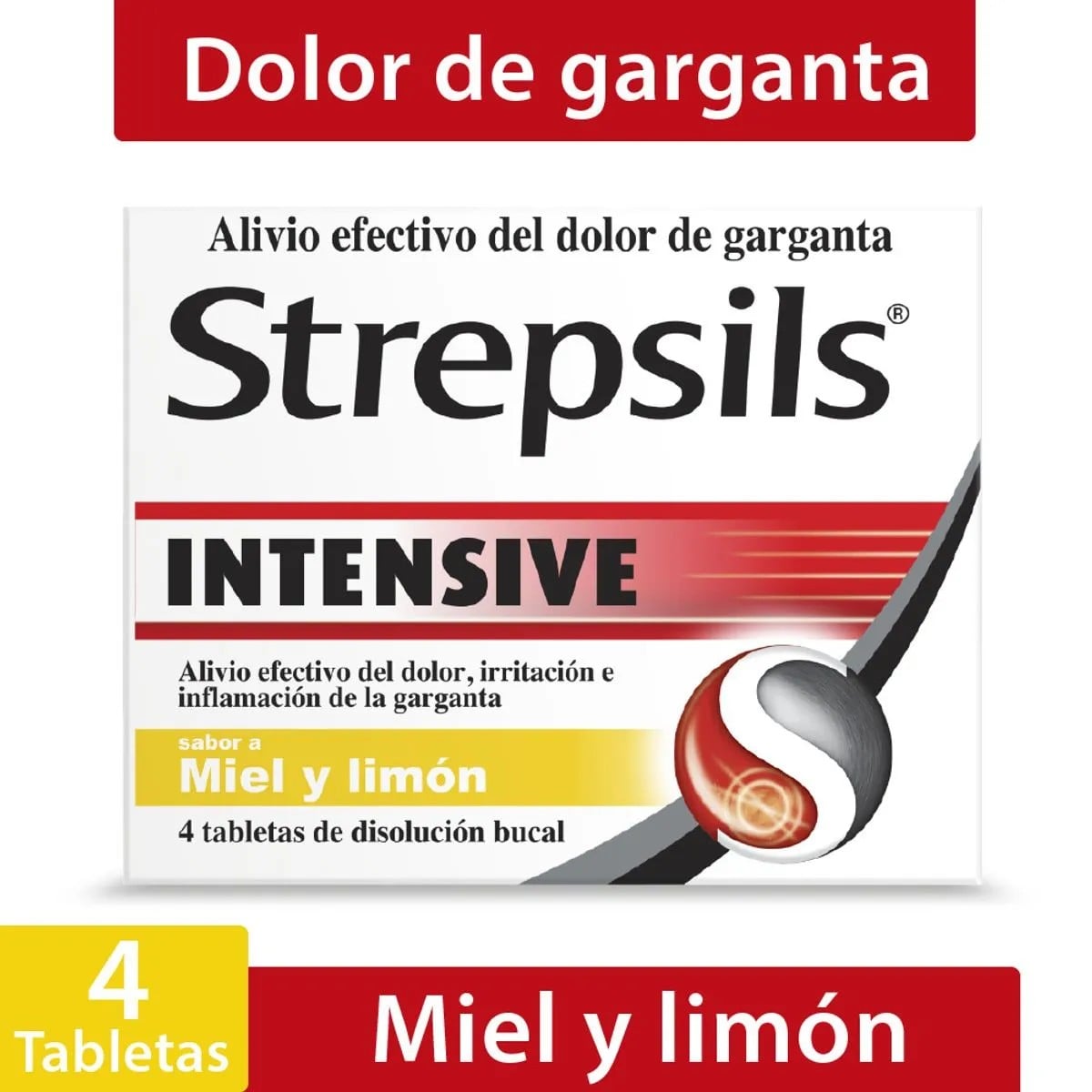 Strepsils Intensive Sabor Miel y Limón 4 Tabletas