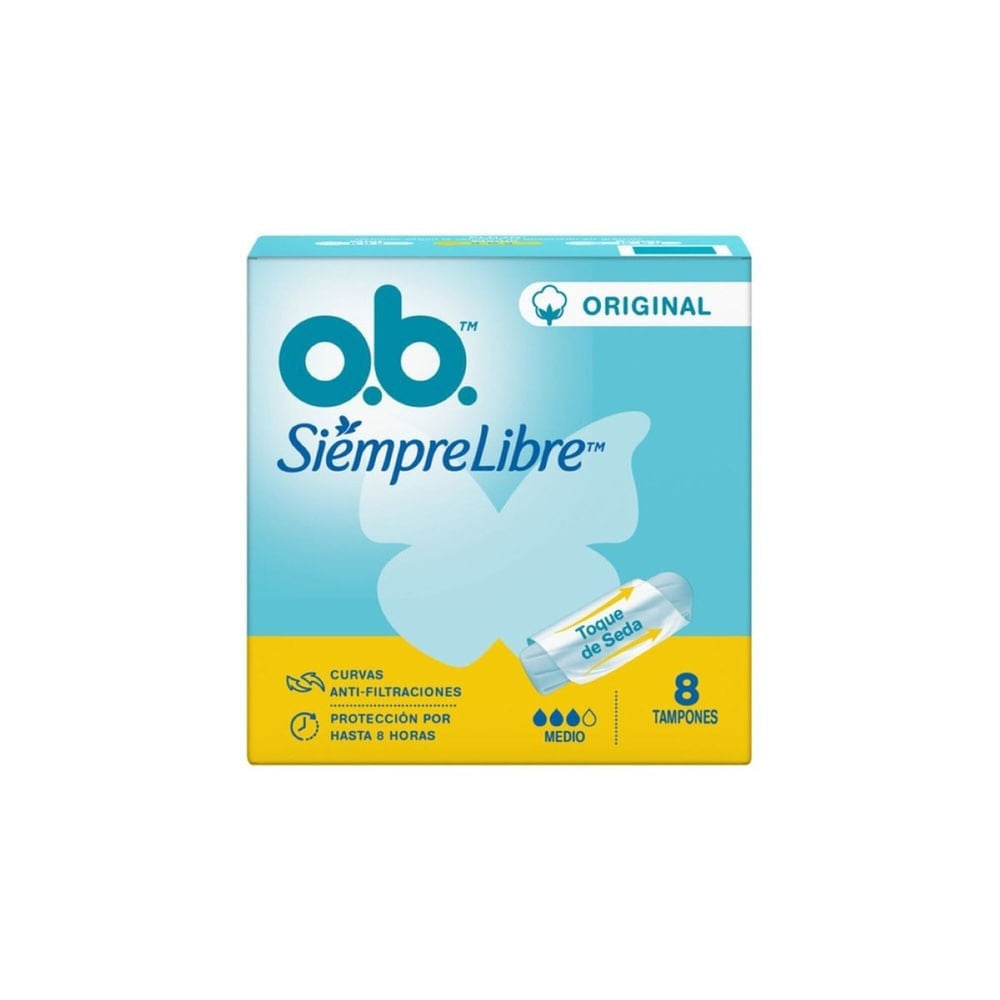 Tampón O.b. Digital Sin Aplicador Medio Caja con 8 Unidades