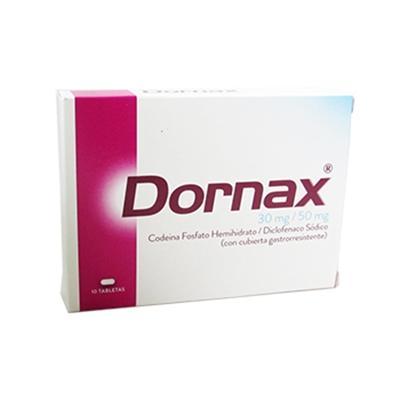 Dornax Codeína + Diclofenaco Sódico 30mg/50mg Tencofarma Caja x 10 Tabletas